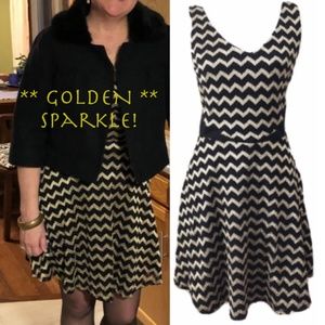 Gold lame + black flare BeBop party dress